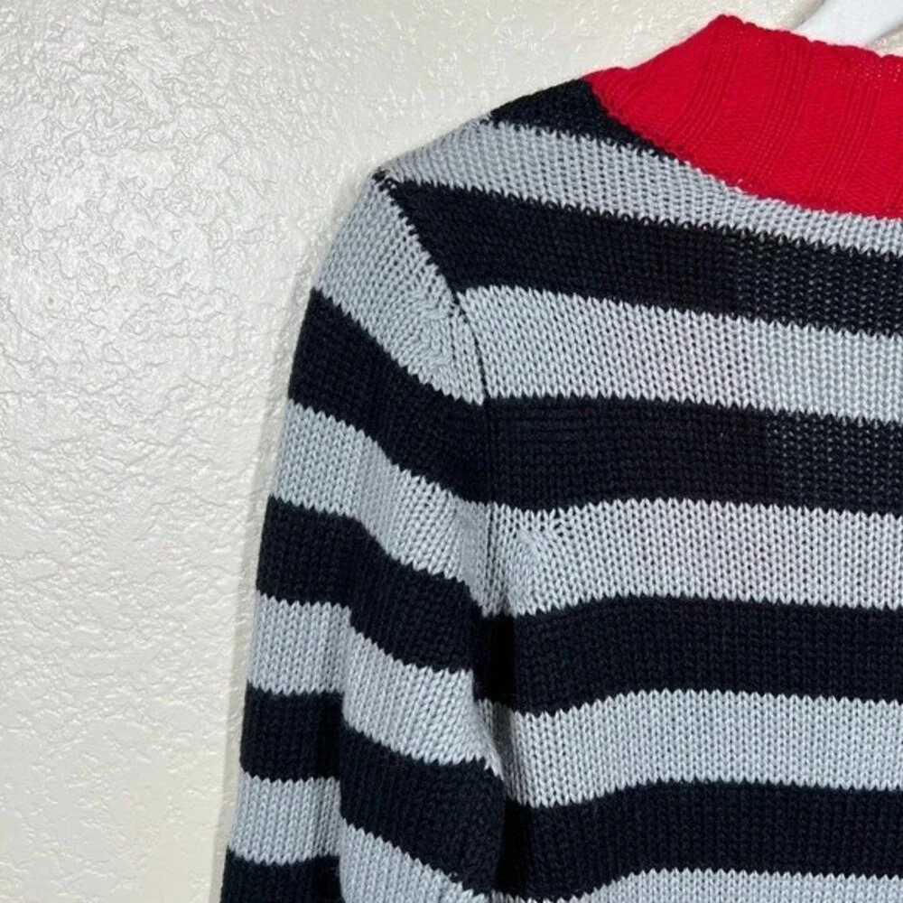 Chillipop Black stripes sweater  long sleeve asymmetric neckline size S (7-8)